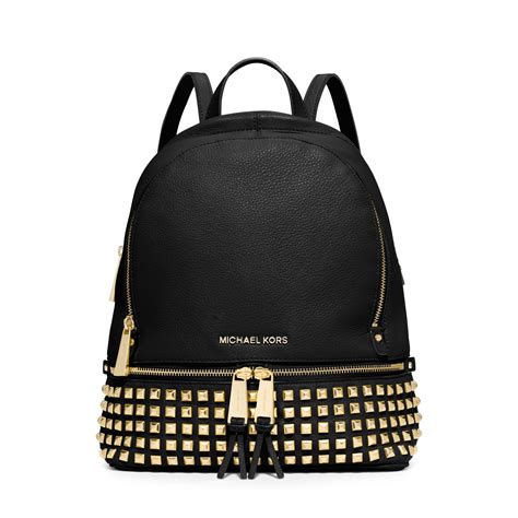 michael kors all black rhea|Michael Kors rhea backpack studded.